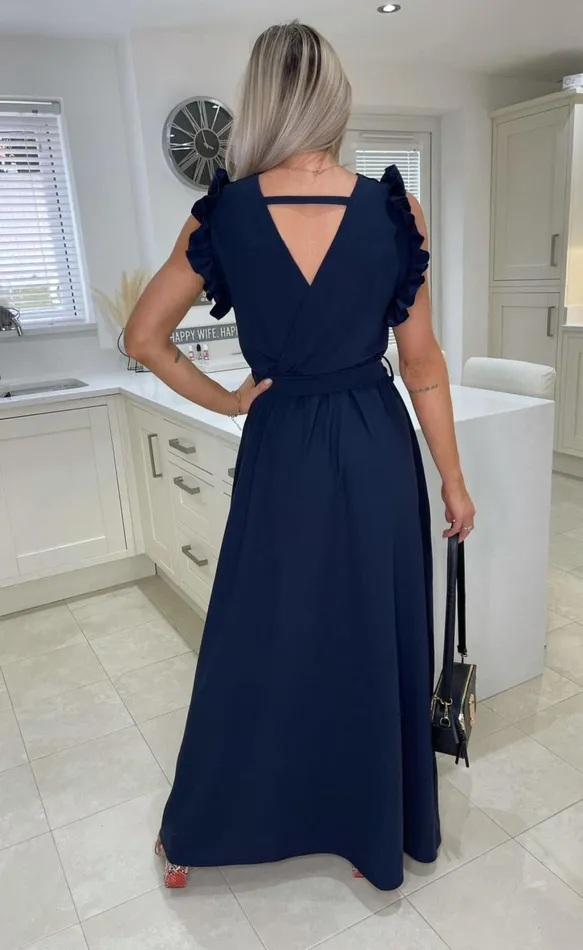 Navy Makayla Wrap Strappy Maxi Dress Women Missfiga Wrap Dresses Navy Makayla Wrap Strappy Maxi Dress Women Missfiga Wrap Dresses