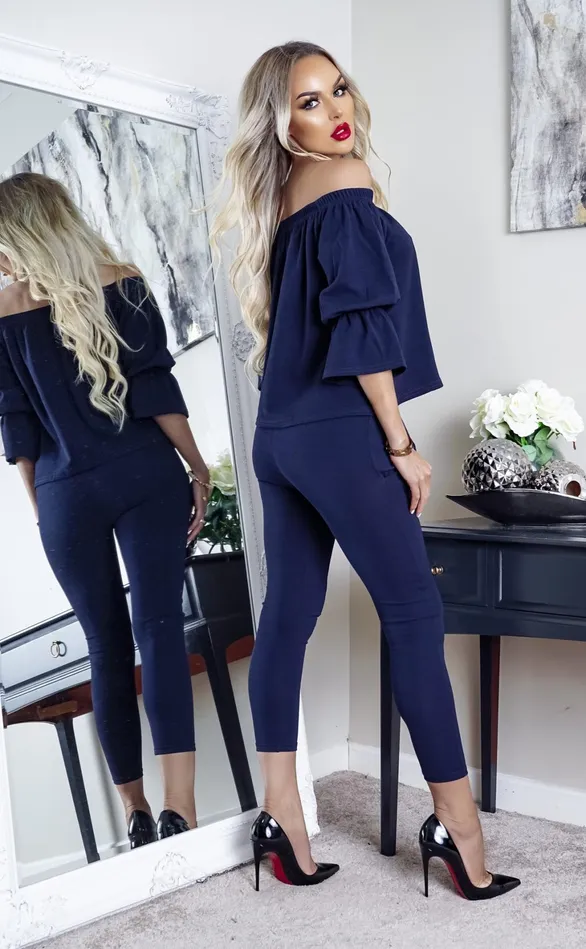 Navy Mckenna Frill Off Shoulder Tracksuit Set Lounge Wear Women Missfiga LoungewearTracksuits Navy Mckenna Frill Off Shoulder Tracksuit Set Lounge Wear Women Missfiga LoungewearTracksuits