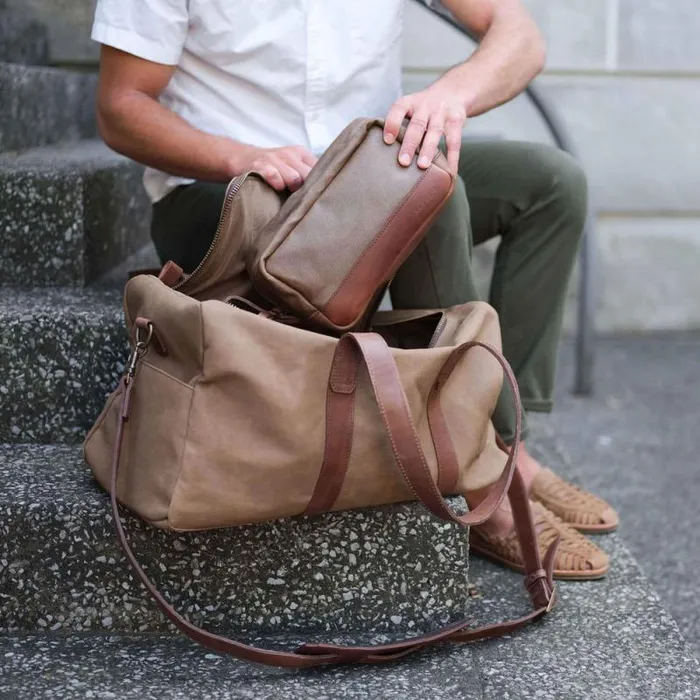 Nisolo Bags and Wallets Men Durango Dopp Kit Waxed Canvas
