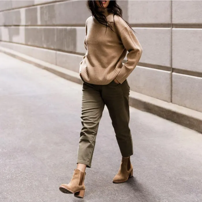 Nisolo Boots Women Ana GoTo Heeled Chelsea Boot Taupe Suede