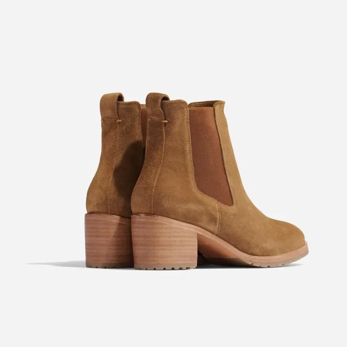 Nisolo Boots Women Ana GoTo Heeled Chelsea Boot Taupe Suede