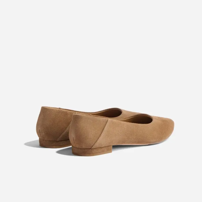 Nisolo Flats and Slip Ons Women Fina Pointed Toe Flat Taupe Suede