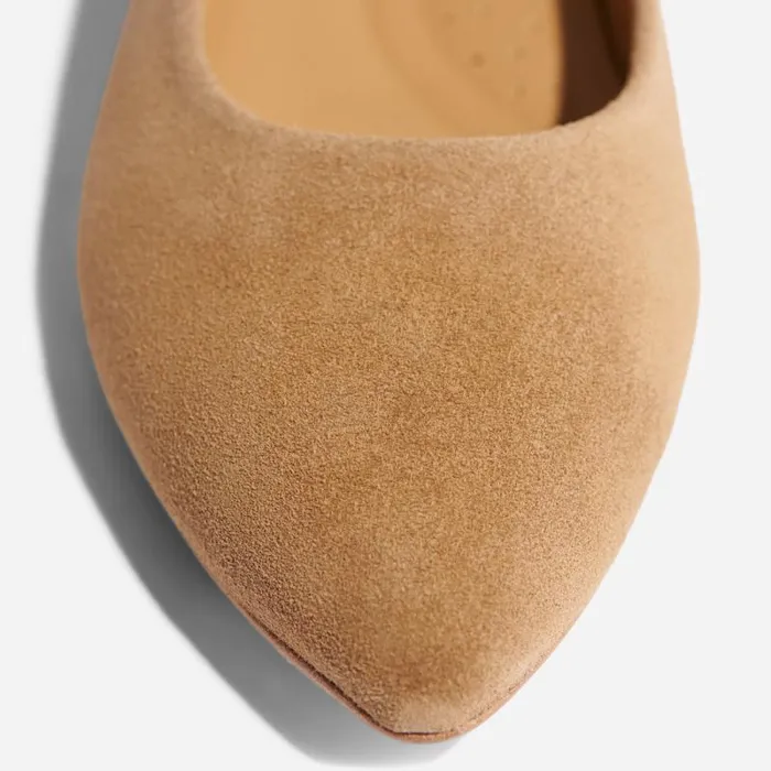 Nisolo Flats and Slip Ons Women Fina Pointed Toe Flat Taupe Suede