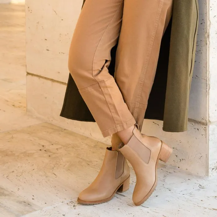 Nisolo Heels Women Ana GoTo Heeled Chelsea Boot Almond Nisolo Heels Women Ana GoTo Heeled Chelsea Boot Almond