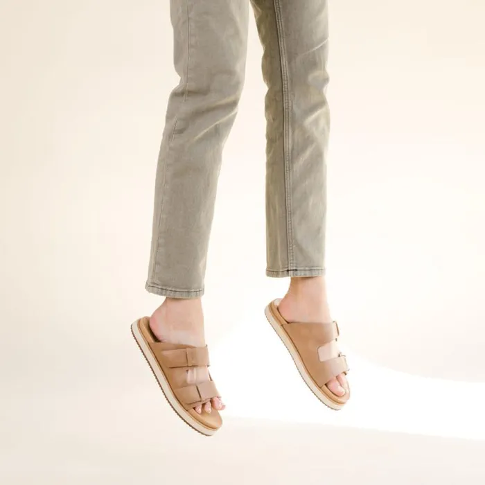 Nisolo Sandals Women Ella Flatform Slide Almond Nisolo Sandals Women Ella Flatform Slide Almond