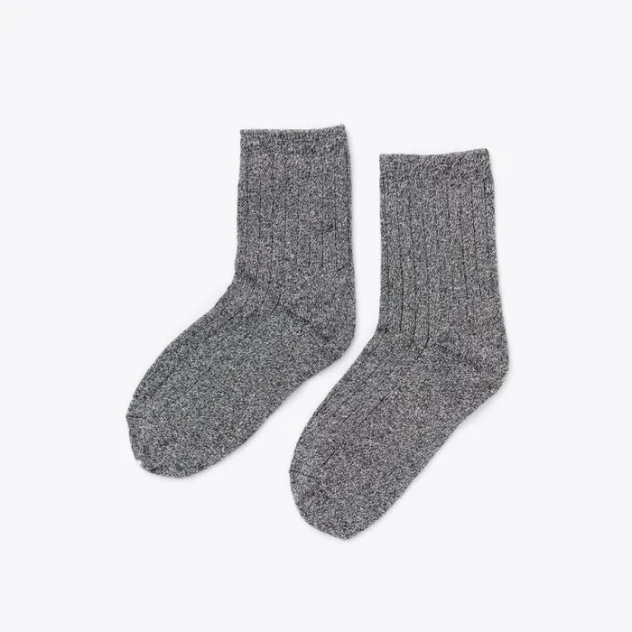 Nisolo Socks Men Cotton Mid Sock Heather Black Marl