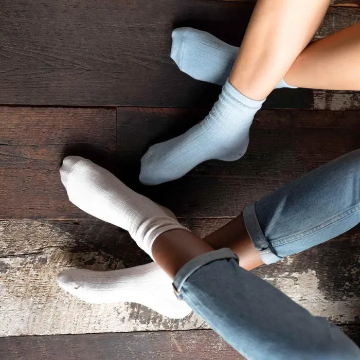 Nisolo Socks Men Cotton Mid Sock Linen