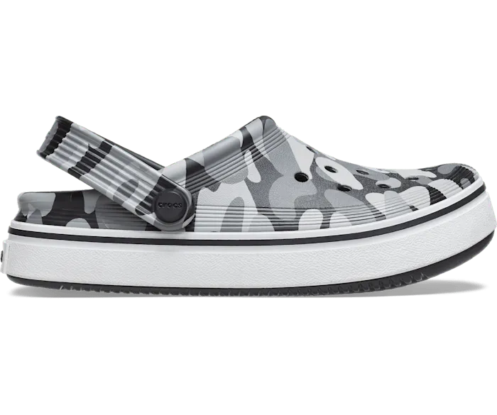 Off Court Camo Redux Clog Black White Kids Crocs Clogs