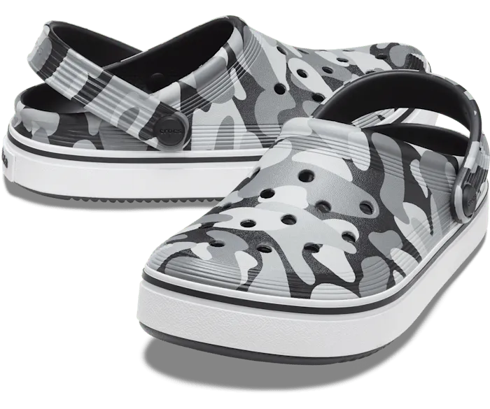 Off Court Camo Redux Clog Black White Kids Crocs Clogs