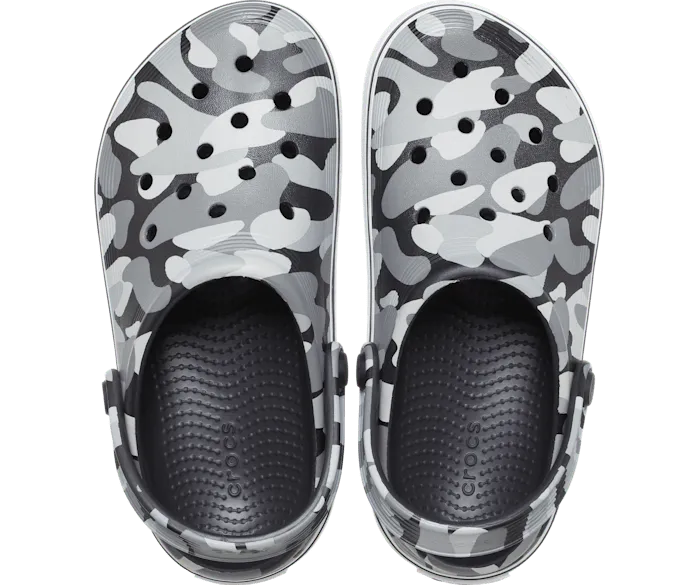 Off Court Camo Redux Clog Black White Kids Crocs Clogs