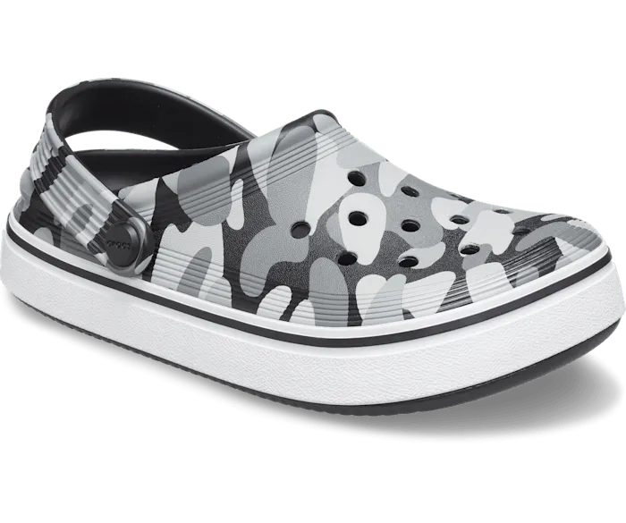 Off Court Camo Redux Clog Black White Kids Crocs Clogs