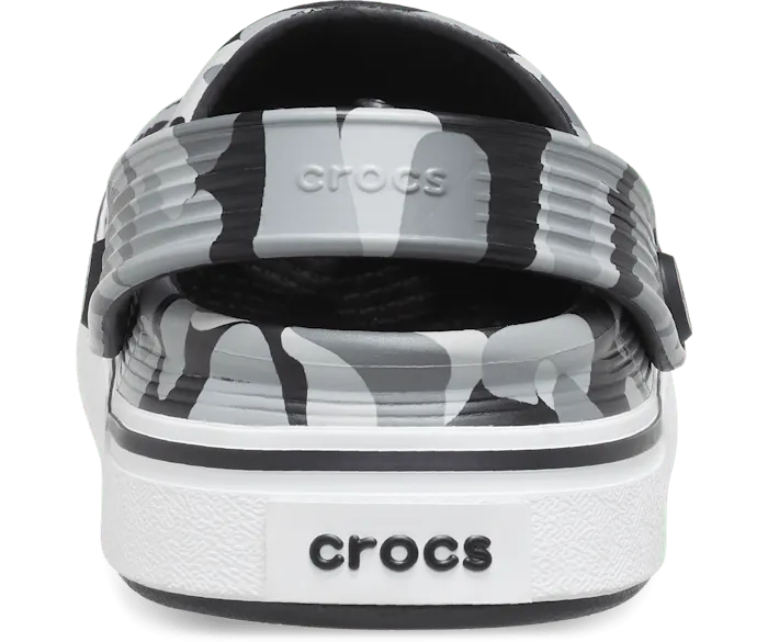 Off Court Camo Redux Clog Black White Kids Crocs Clogs