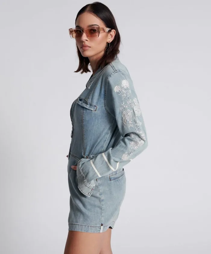 One Teaspoon Denim Jumpsuits HEARTLAND EMBROIDERED MARGOT JUMPSUIT 8211 Women One Teaspoon Denim Jumpsuits HEARTLAND EMBROIDERED MARGOT JUMPSUIT 8211 Women