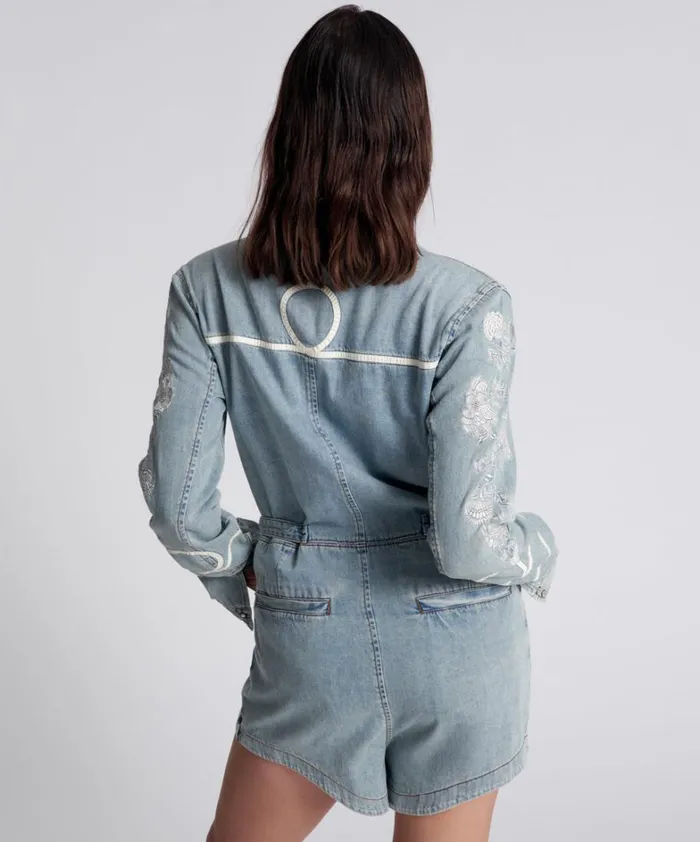 One Teaspoon Denim Jumpsuits HEARTLAND EMBROIDERED MARGOT JUMPSUIT 8211 Women One Teaspoon Denim Jumpsuits HEARTLAND EMBROIDERED MARGOT JUMPSUIT 8211 Women