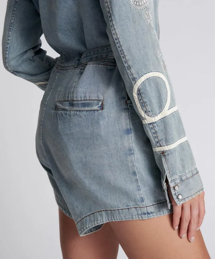 One Teaspoon Denim Jumpsuits HEARTLAND EMBROIDERED MARGOT JUMPSUIT 8211 Women One Teaspoon Denim Jumpsuits HEARTLAND EMBROIDERED MARGOT JUMPSUIT 8211 Women