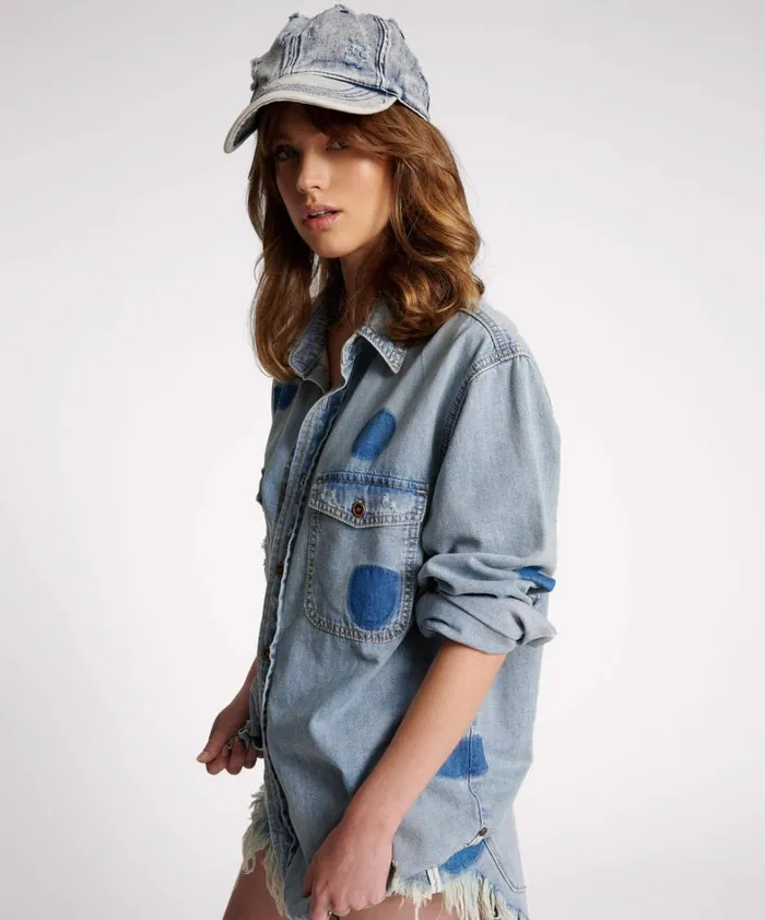 One Teaspoon Denim Shirts HENDRIXE PATCHED EVERYDAY DENIM SHIRT 8211 Women