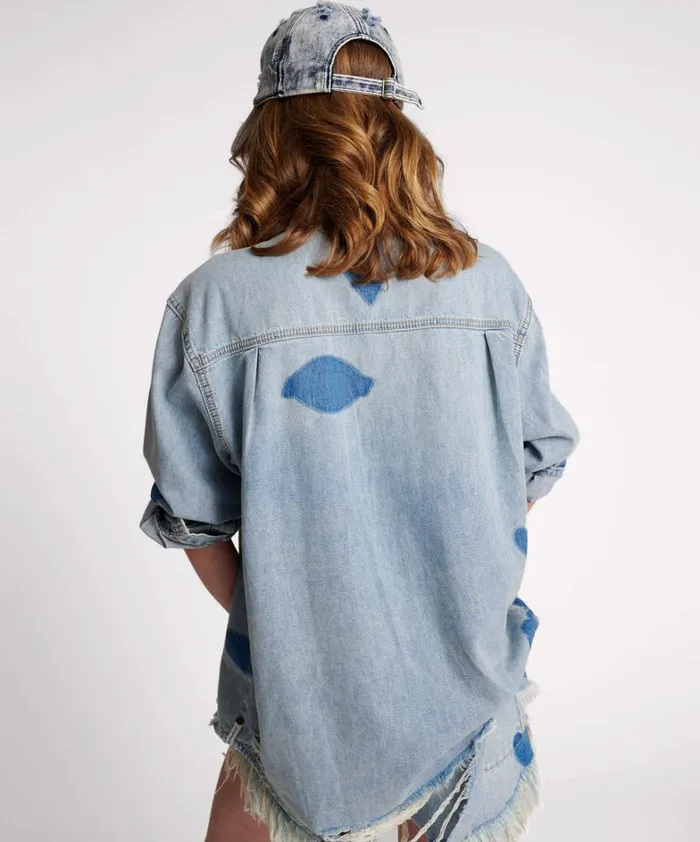 One Teaspoon Denim Shirts HENDRIXE PATCHED EVERYDAY DENIM SHIRT 8211 Women