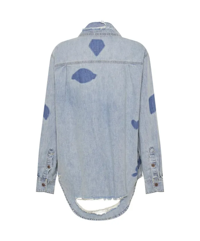 One Teaspoon Denim Shirts HENDRIXE PATCHED EVERYDAY DENIM SHIRT 8211 Women