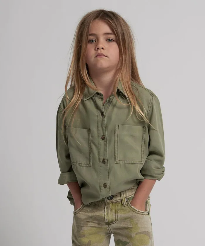 One Teaspoon Denim Tops KIDS KHAKI SOHO SHIRT 8211 WomenKids