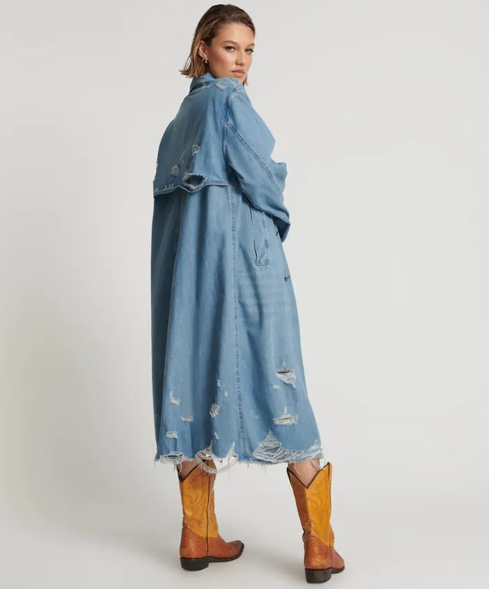 One Teaspoon Jackets PACIFICA DENIM TRENCH COAT 8211 Women One Teaspoon Jackets PACIFICA DENIM TRENCH COAT 8211 Women