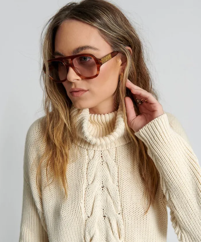 One Teaspoon Knitwear POISON CABLE KNIT SWEATER CREAM 8211 Women