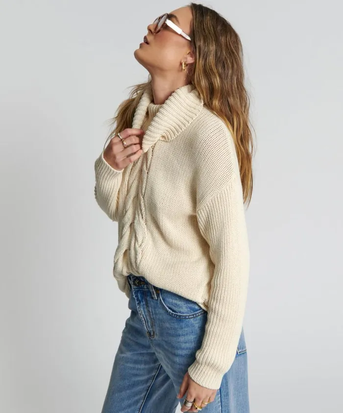 One Teaspoon Knitwear POISON CABLE KNIT SWEATER CREAM 8211 Women