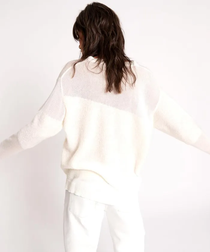 One Teaspoon Knitwear SHATTERED CREW KNIT SWEATER WHITE 8211 Women