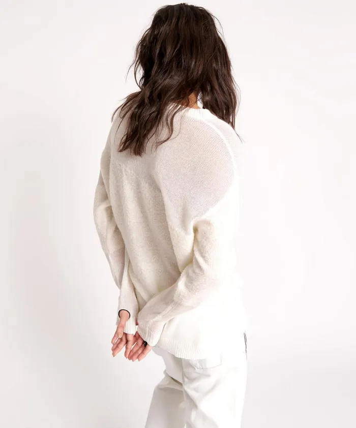 One Teaspoon Knitwear SHATTERED CREW KNIT SWEATER WHITE 8211 Women