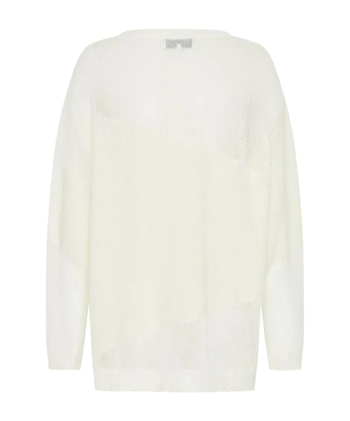 One Teaspoon Knitwear SHATTERED CREW KNIT SWEATER WHITE 8211 Women