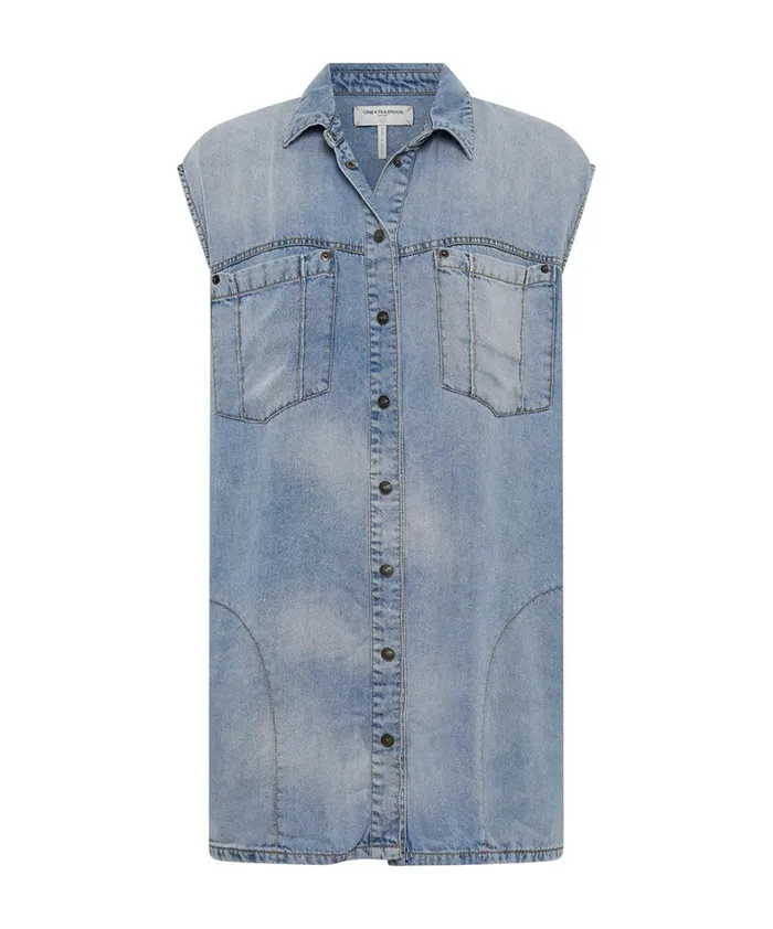One Teaspoon Mini Dresses SOFT BLUE TENCEL SHIRT DRESS 8211 Women One Teaspoon Mini Dresses SOFT BLUE TENCEL SHIRT DRESS 8211 Women