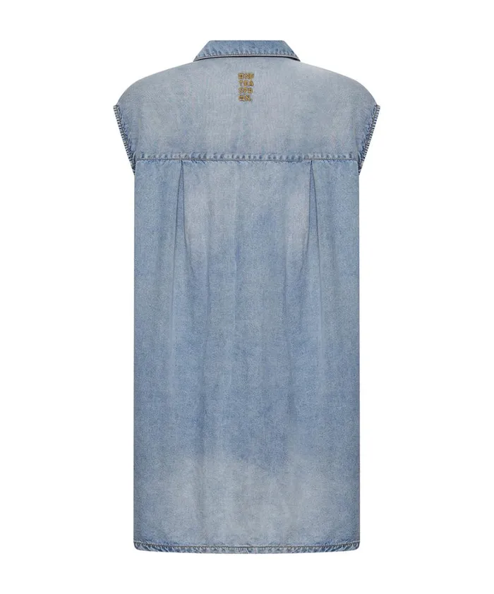 One Teaspoon Mini Dresses SOFT BLUE TENCEL SHIRT DRESS 8211 Women One Teaspoon Mini Dresses SOFT BLUE TENCEL SHIRT DRESS 8211 Women