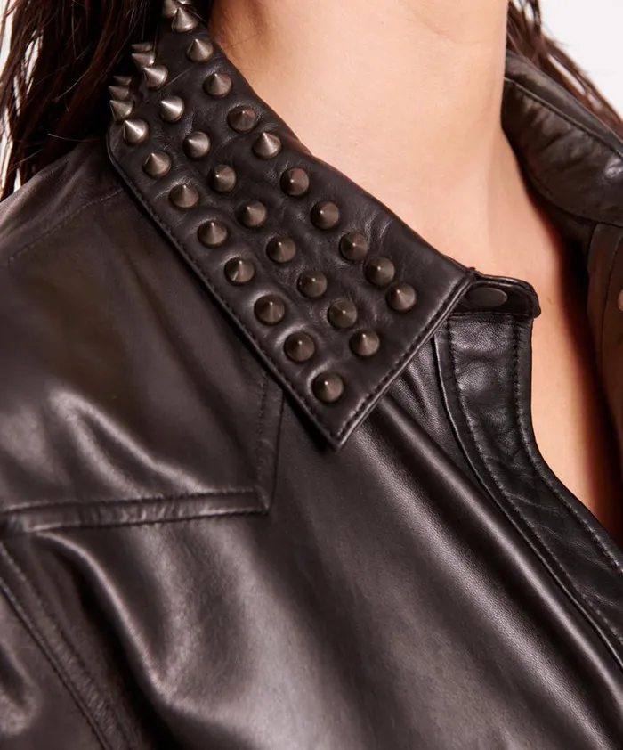 One Teaspoon Shirts BLACK STUDDED WESTERN LEATHER SHACKET 8211 Women