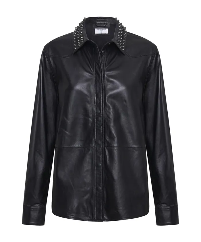 One Teaspoon Shirts BLACK STUDDED WESTERN LEATHER SHACKET 8211 Women