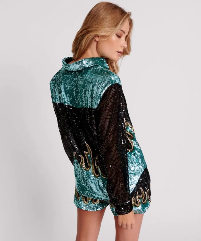 One Teaspoon Shirts ON FIRE HAND SEQUIN WESTERN SHIRT 8211 Women