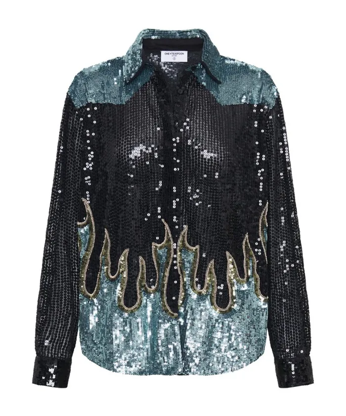 One Teaspoon Shirts ON FIRE HAND SEQUIN WESTERN SHIRT 8211 Women