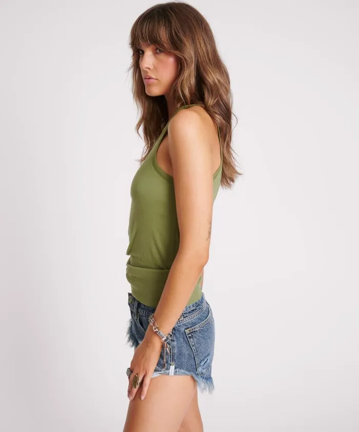 One Teaspoon Tees and Tanks ARMY ONE TEASPOON FINE RIB SINGLET 8211 Women