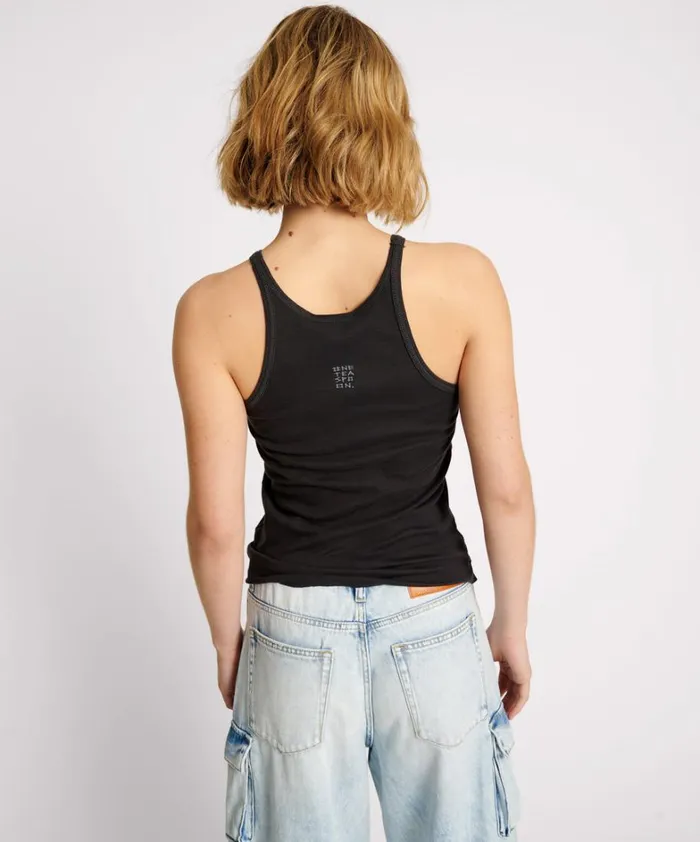 One Teaspoon Tees and Tanks BLACK ONE TEASPOON FINE RIB SINGLET 8211 Women