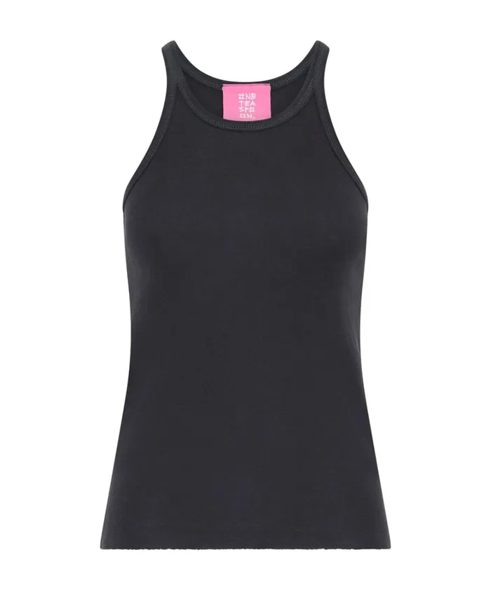 One Teaspoon Tees and Tanks BLACK ONE TEASPOON FINE RIB SINGLET 8211 Women