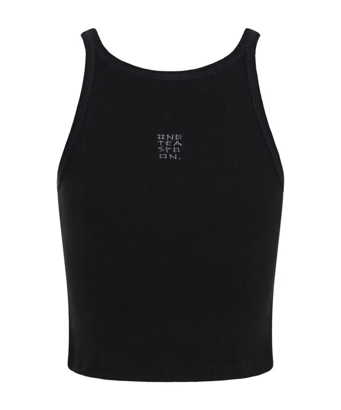 One Teaspoon Tees and Tanks CROPPED BOWER BIRD RIBBED TANK TOP BLACK 8211 Women