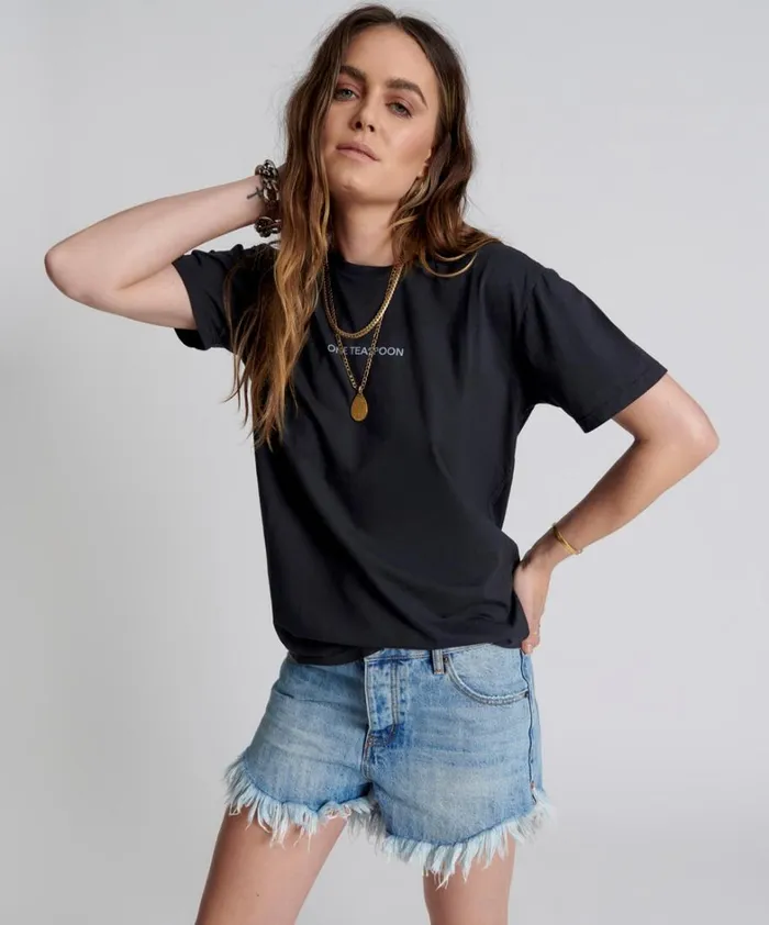 One Teaspoon Tees and Tanks ONE TEASPOON LOGO CREW NECK TEE BLACK 8211 Women One Teaspoon Tees and Tanks ONE TEASPOON LOGO CREW NECK TEE BLACK 8211 Women