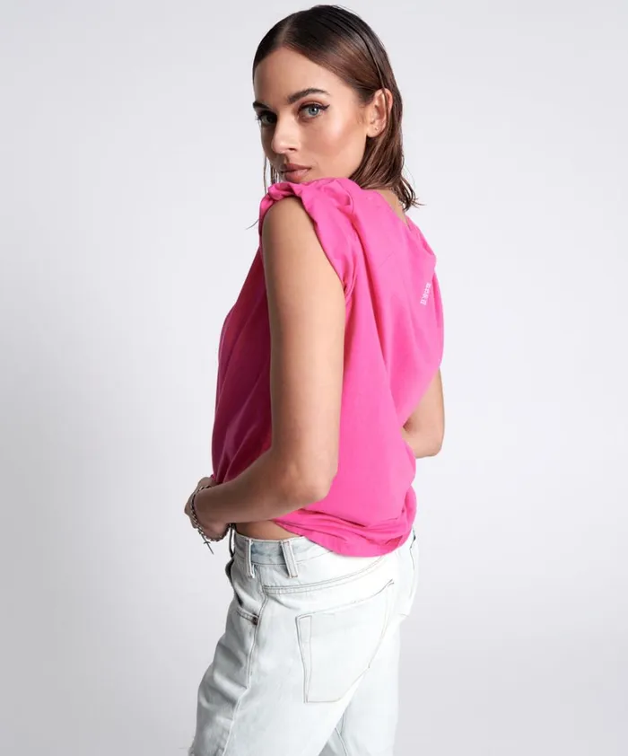 One Teaspoon Tees and Tanks ORGANIC FLURO PINK ONETEASPOON LOGO UNISEX TEE 8211 Women