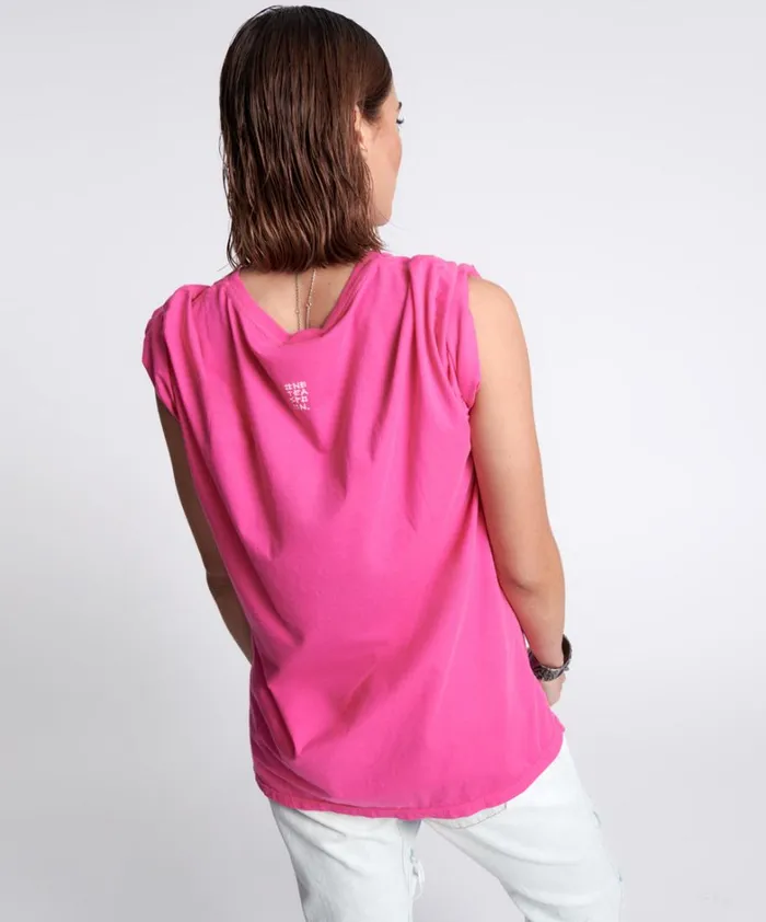 One Teaspoon Tees and Tanks ORGANIC FLURO PINK ONETEASPOON LOGO UNISEX TEE 8211 Women