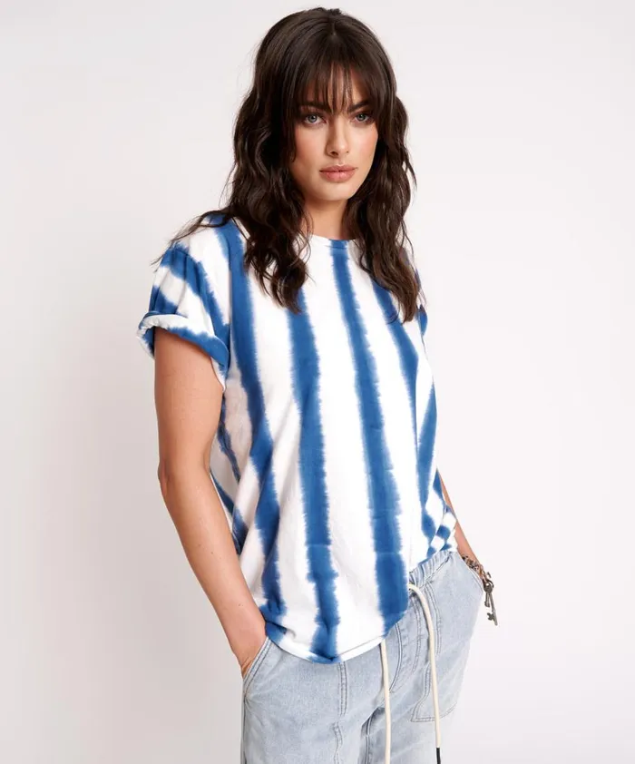 One Teaspoon Tees and Tanks ORGANIC HAND PAINTED STRIPE UNISEX TEE 8211 Women