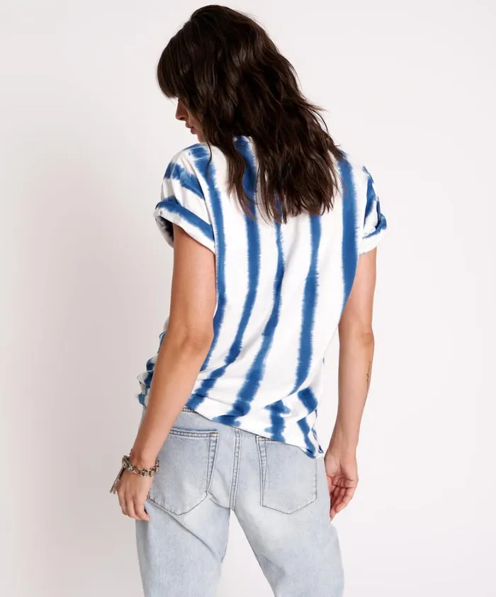 One Teaspoon Tees and Tanks ORGANIC HAND PAINTED STRIPE UNISEX TEE 8211 Women