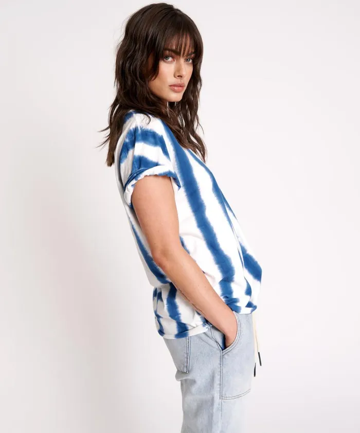 One Teaspoon Tees and Tanks ORGANIC HAND PAINTED STRIPE UNISEX TEE 8211 Women