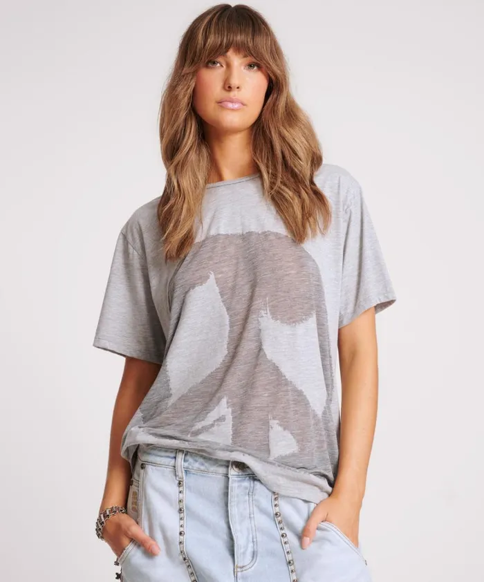 One Teaspoon Tees and Tanks PEACE BURNOUT BASKETBALL TEE 8211 Women