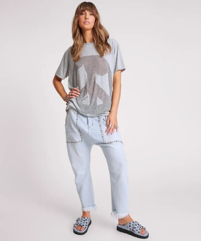 One Teaspoon Tees and Tanks PEACE BURNOUT BASKETBALL TEE 8211 Women One Teaspoon Tees and Tanks PEACE BURNOUT BASKETBALL TEE 8211 Women