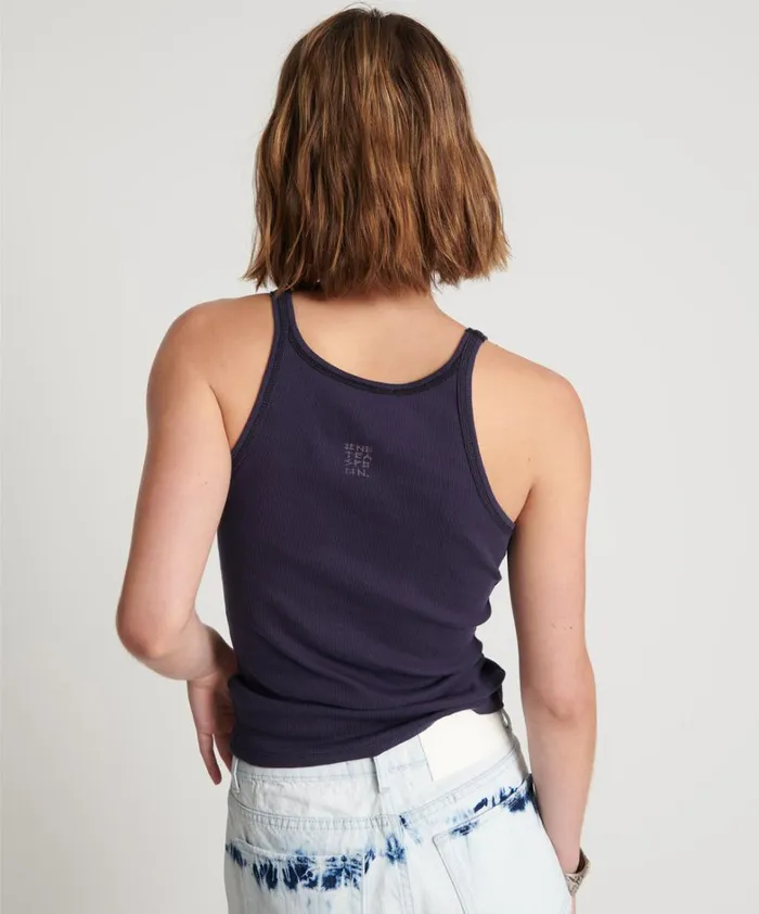 One Teaspoon Tees and Tanks PETROL BOWER BIRD RIBBED TANK TOP 8211 Women One Teaspoon Tees and Tanks PETROL BOWER BIRD RIBBED TANK TOP 8211 Women