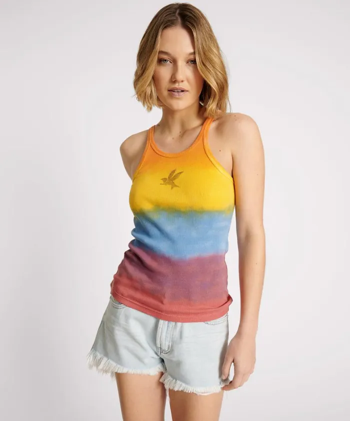 One Teaspoon Tees and Tanks SUNSET STRIPE RIB SINGLET 8211 Women