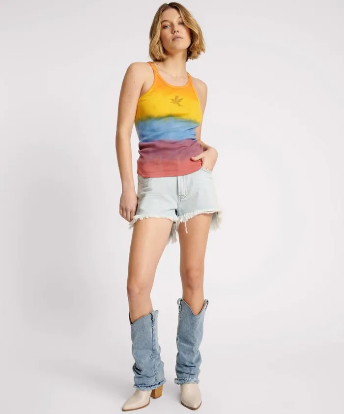 One Teaspoon Tees and Tanks SUNSET STRIPE RIB SINGLET 8211 Women